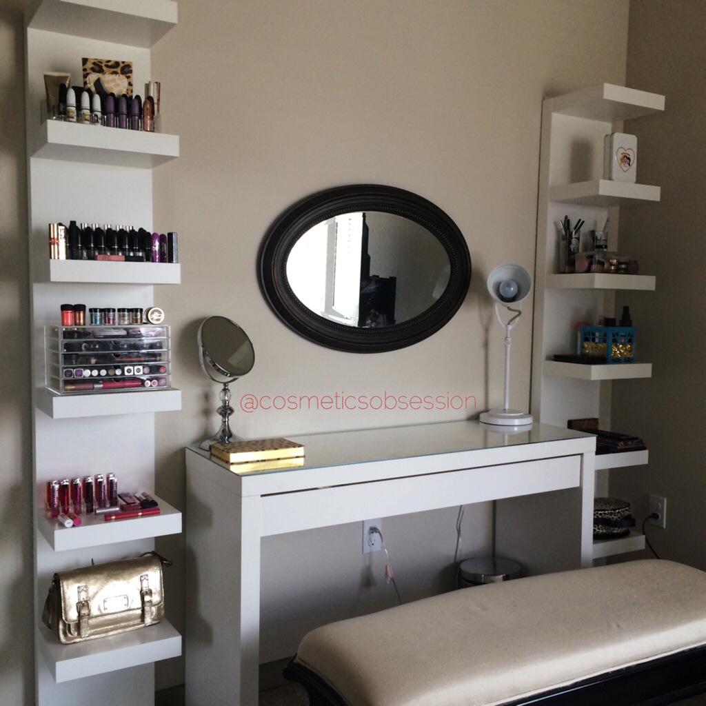 Makeup Storage and Organization: Lack Shelf Unit & Malm dressing table | CosmeticsObsession